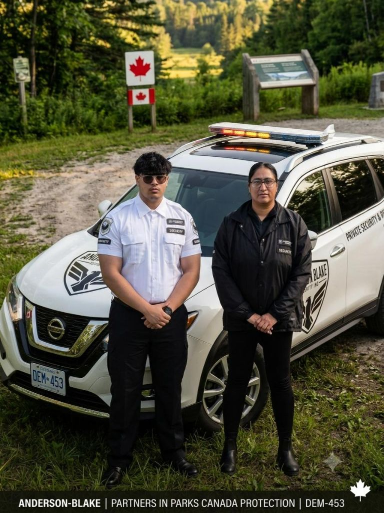 Mobile patrol team beside Anderson Blake vehicle
